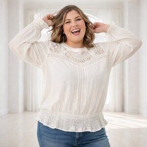 2 for $20 American Rag Sheer Boho Lace Blouse With Elastic Drop Waist Size XL